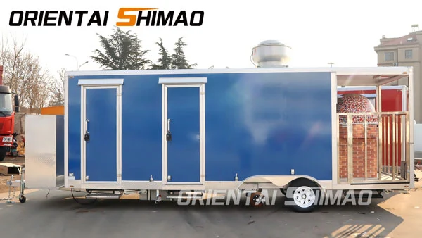 Trailer pangan shimao-alun Oriental karo oven pizza
